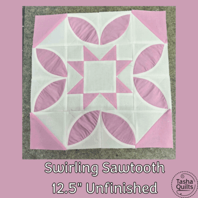 Swirling Sawtooth Star (Block Only) Pattern 12.5" unfinished block - Digital Download