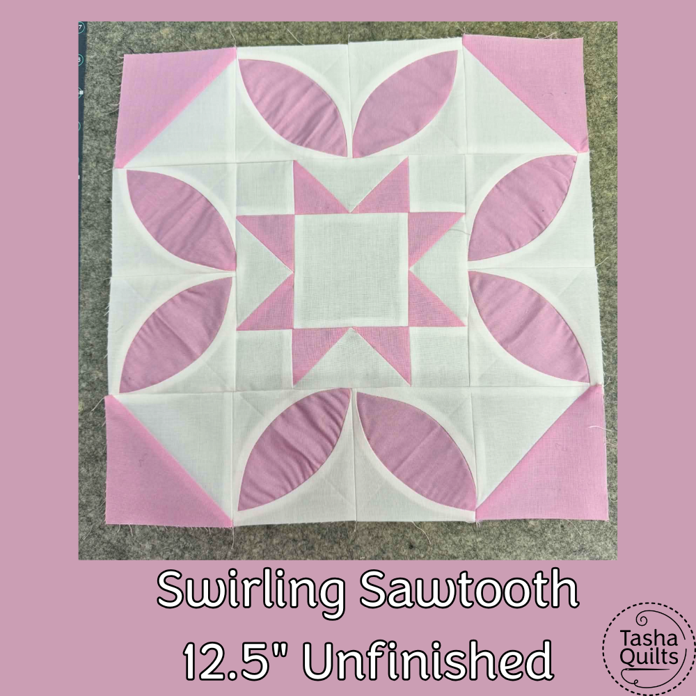 Swirling Sawtooth Star (Block Only) Pattern 12.5" unfinished block - Digital Download